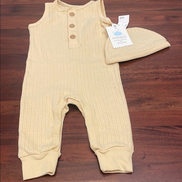 Cloud Island Yellow Knit Baby Romper with Hat Set New Size 3-6M - Picture 5 of 6